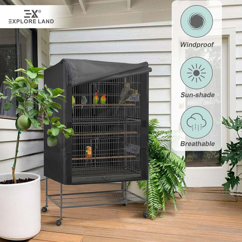 Explore Land Bird Universal Pet Cage Cover Good Night for Cats, Mink, Totoro, Parakeet, Parrot and Small Animals (Black, L) Large Black - PawsPlanet Australia