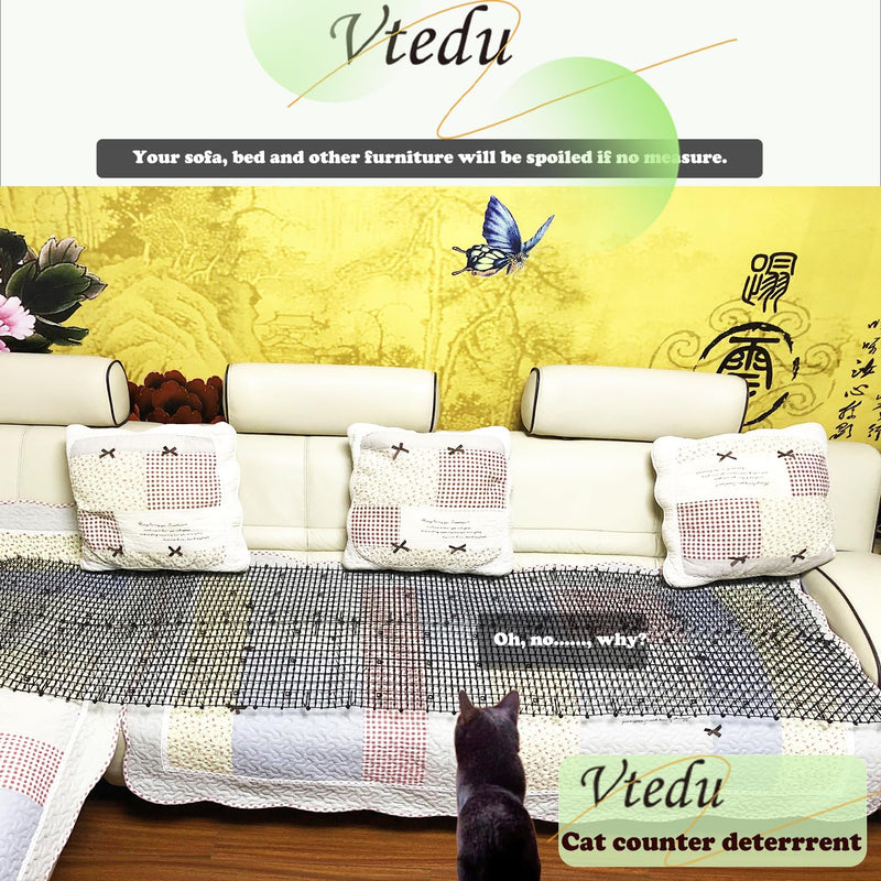 Cat Deterrent Mat(6.5ft), Cat Repellent Mat, Cat Scat Mat,Cat Spikes with 8 Staples, Scat Mats for Pets(Cats, Dogs...) for Garden - PawsPlanet Australia