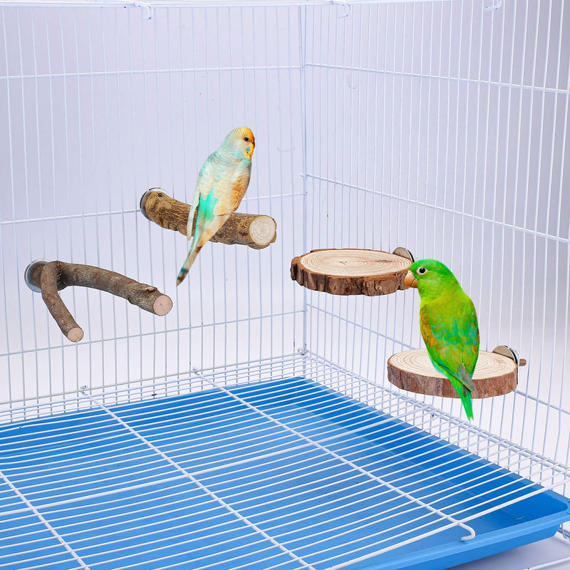 Mogoko Natural Wood Bird Perches Birdcage Stands Parrot Perch Stand Perch Platform Cage Accessories Cockatiel Toys for Budgies Parakeets Lovebirds 1Y+1I+2O - PawsPlanet Australia
