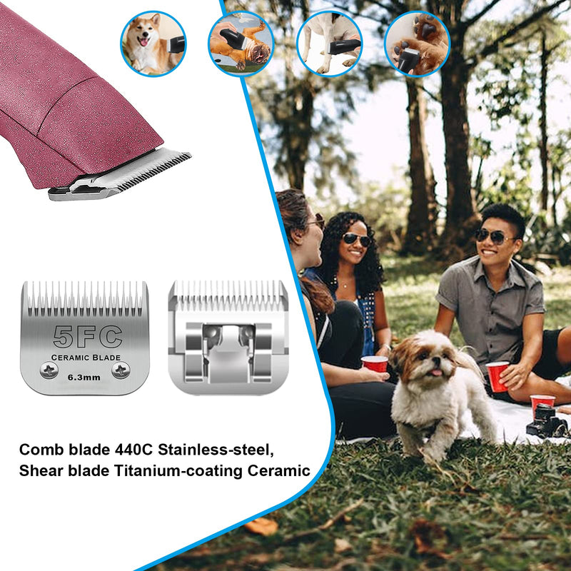 3 Pack 5FC Detachable Pet Dog Grooming Ceramic Blades,Compatible with Andis,Oster A5,Wahl KM-10 Series,Size 5FC Blade 1/4-Inch 6.3MM Cut Length 3pc 5fc:1/4''(6.3mm) - PawsPlanet Australia