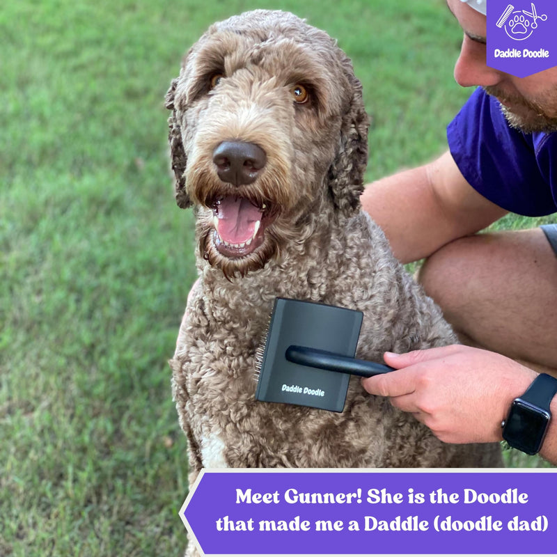 Dog Slicker Brush - Dog Grooming Brush Especially Designed for All Poodles and Doodle Mixes – Fluff, Style, Detangle, and Demat – Ergonomic Handle Design – Soft and Angled Brush Pins - PawsPlanet Australia