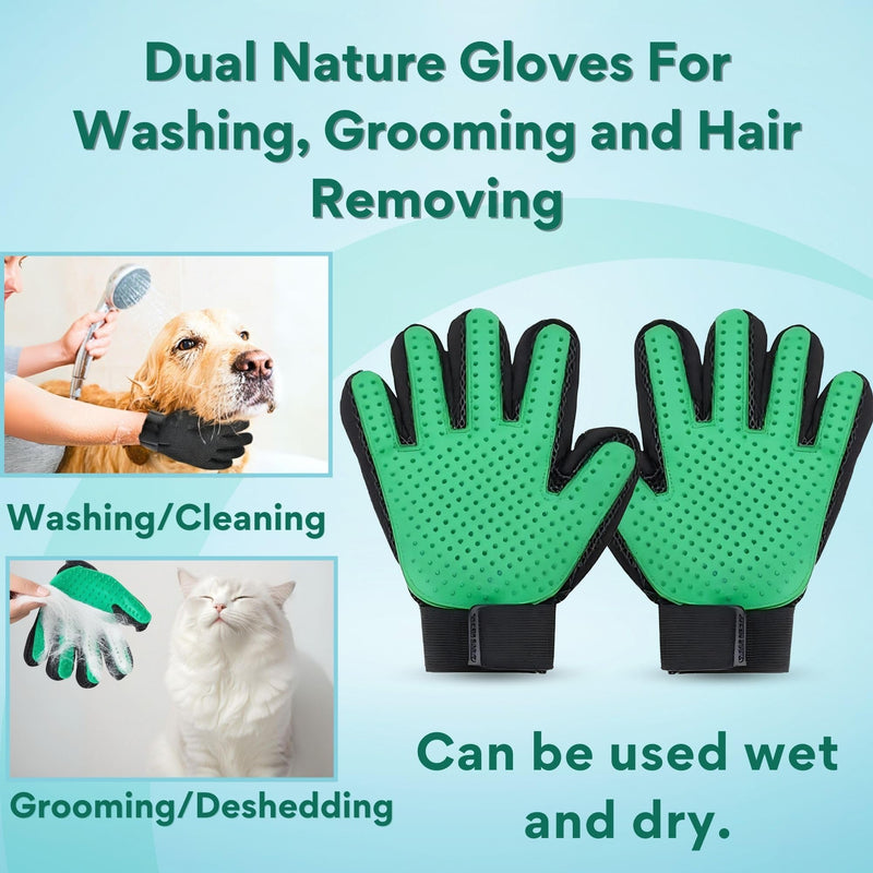 6 in 1 Dog Washing Kit for Loving Dogs & Cats - Dog Bath Brush, Dog Shampoo Brush, Dog Scrubber for Bath, Dog Washing Gloves and Mittens for Short & Long Haired Dog/Cat - Pets Love It! - PawsPlanet Australia