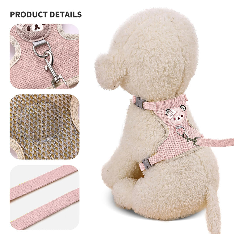 PETCUTE Escape-Proof Cat Kitten Harness with Leash Clip for Walking, Kitty Small Dog Harness,Cute Adjustable Vest Harnesses for Small Medium Cats,Breathable Soft Padded Pet Vest Harness S Pink - PawsPlanet Australia