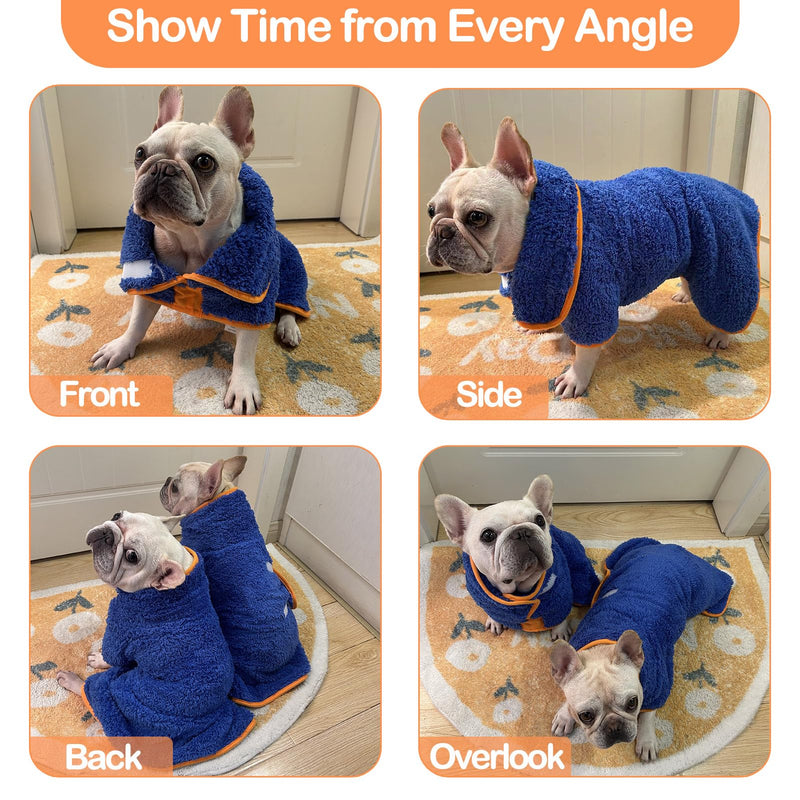 Bienbee Dog Bathrobe, Quick Drying Dog Robe Super Absorbant Dog Towels for Drying Dogs, Warm Keeping Dog Robes for after Bath Dogs Bath Supplies Large Dark Blue - PawsPlanet Australia