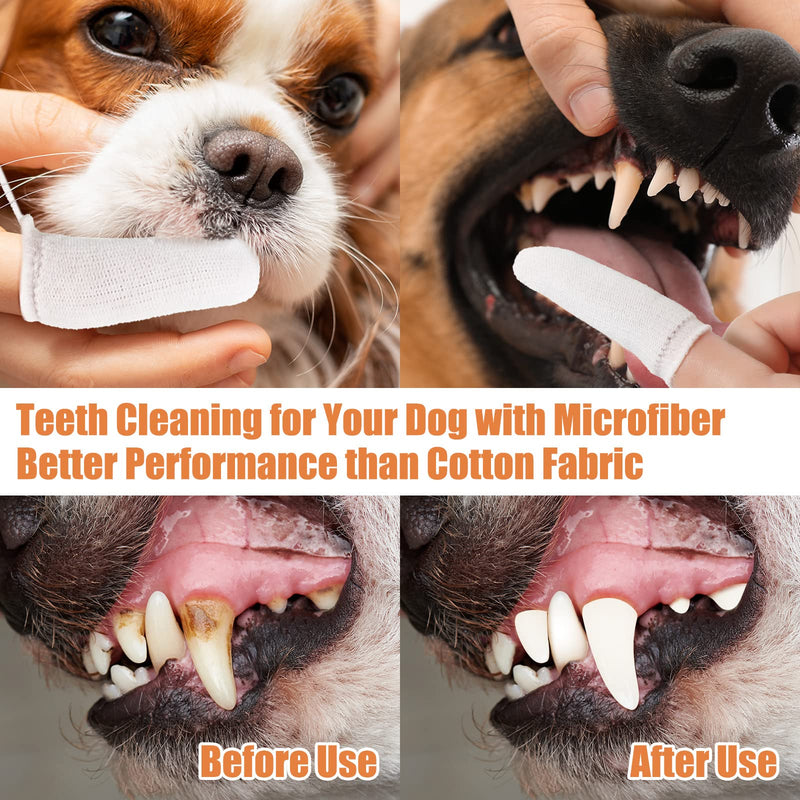 Chunful 20 Pcs Dog Fingerbrush Microfiber Full Soft Finger Toothbrush Pet Dental Finger Brush for Dog Cat Washable Teeth Cleaning Remove Plaque and Tartar