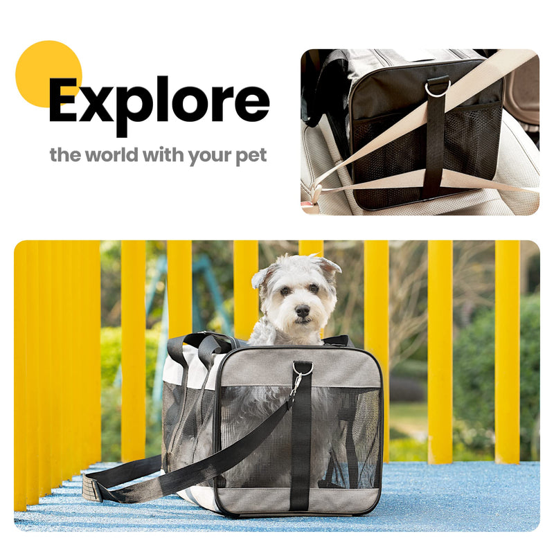 Cat Carrier Airline Approved, Soft-Sided Dog Carrier with Inner Safety Leash, Pet Transport Carrier for Small-Medium Cats Puppies up to 15 Lbs, Collapsible Travel Kitten Carrier Bag -BlackM Medium Black - PawsPlanet Australia