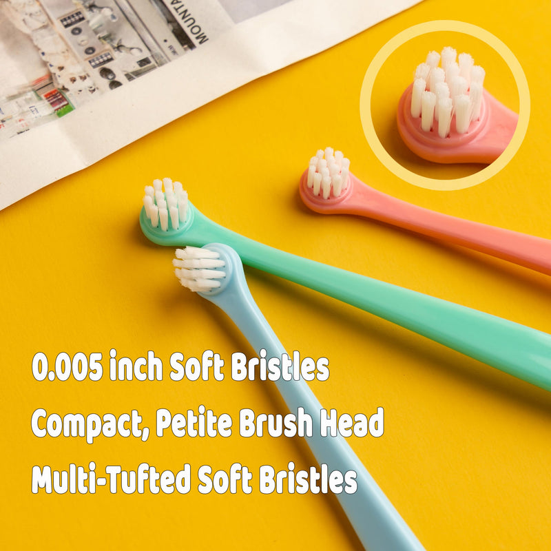 E.M&S.T by Emmeliestella Small Dog & Cat Toothbrush Micro Head, Cat Dental Care, Pets Toothbrush, Oral Hygiene, Easy to Handle, Deep Clean, Soft Bristles, Multi-angle, Round&Pointed Toothbrush, 5 PCS - PawsPlanet Australia