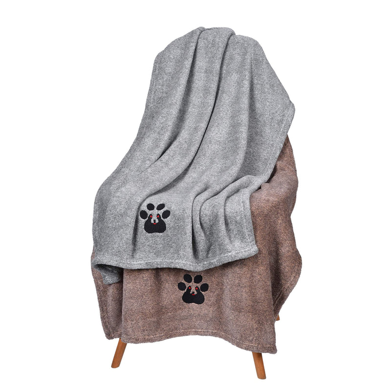 Dog Towels for Drying Dogs - Pack of 2 - Super Absorbent Soft Microfiber Pet Bath Grooming Towel for Dogs and Cats & Other Pets (M-36" * 28", Grey and Brown) M-36" * 28" - PawsPlanet Australia