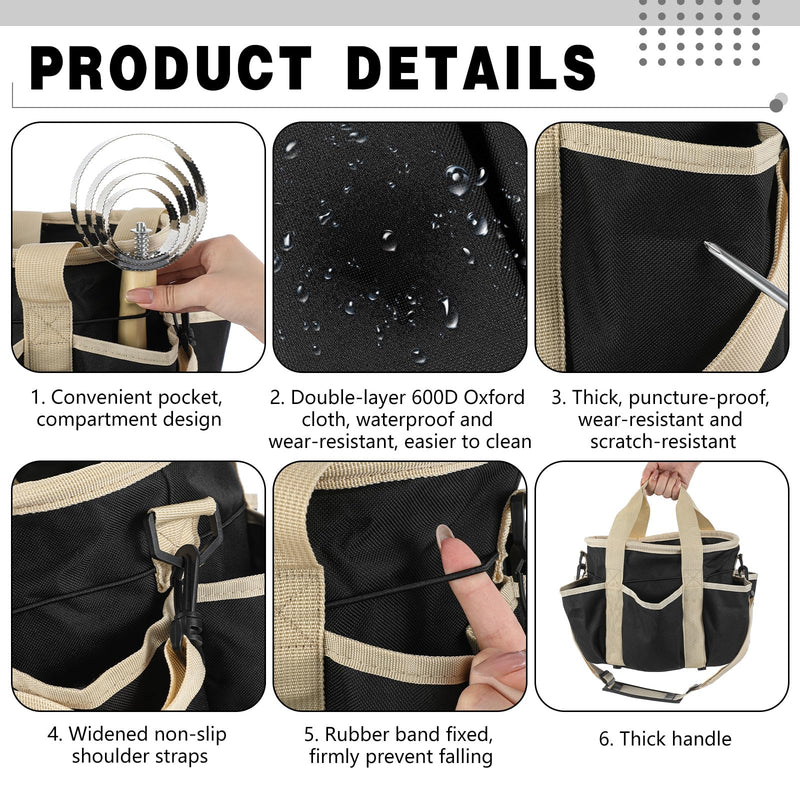 Abbylike Grooming Tote Bag for Horses and Dogs Organize Tack Tools Equestrian Grooming Kit Care Portable with Multiple Pockets for Supplies (Stylish,10.63 x 10.63 x 9.45 Inch,Khaki and Black) Khaki and Black 10.63 x 10.63 x 9.45 Inch Stylish - PawsPlanet Australia
