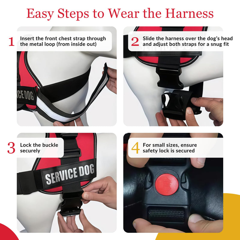 ALBCORP Service Dog Vest Harness – Reflective Service Animal Vest with Handle, No-Pull Adjustable Mesh Padding – XXS–XL – 2 Removable Patches. (Small, Black) S 20''- 27'' Girth - PawsPlanet Australia
