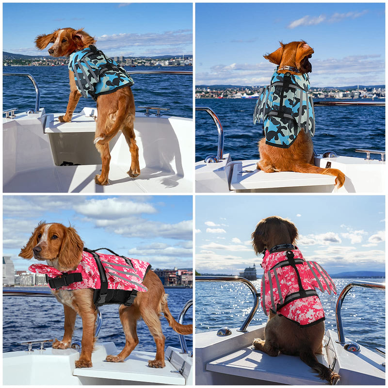 Dog Life Jacket, Wings Pet Life Vest for Swimming Boating Reflective Dog Flotation Swim Vest with Handle and Chin Float for Small Medium Large Size Dogs - Pink Camo, XS XS (Chest Girth 11.8"-16.5") - PawsPlanet Australia