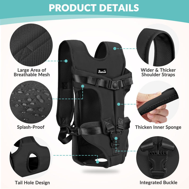 Lukovee Dog Backpack Carrier, Legs Out Easy-fit Dog Front Carrier for Small Medium Dogs, Adjustable Hands Free Dog Chest Carrier for Hiking Cycling (B,Medium) Black - PawsPlanet Australia