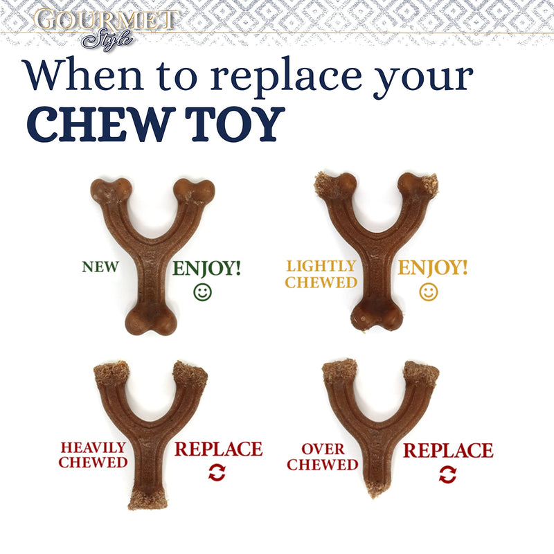 Nylabone Maximum Strength Tough Extreme Puppy Gourmet Wishbone Dog Chew Toy, Adult Teeth, Infused with Extra Peanut Butter Flavour Throughout, Small, for puppies 0-11kg - PawsPlanet Australia
