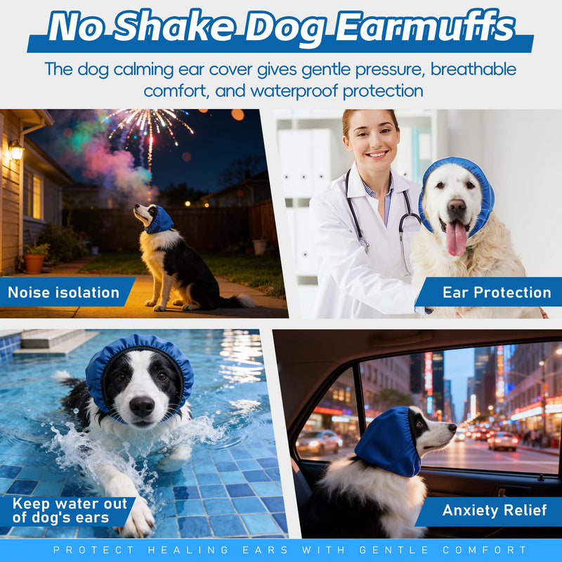 Dog Ear Muffs No Shake Ear Wraps for Dogs Hematoma Healing, Doggy Calm Hoodie Ear Covers for Stress Anxiety Relief,Dog Noise Protection Ear Wrap Head Cover for Firework Thunders Grooming Bath,M Medium(Head Circle:11.8"-15.8")