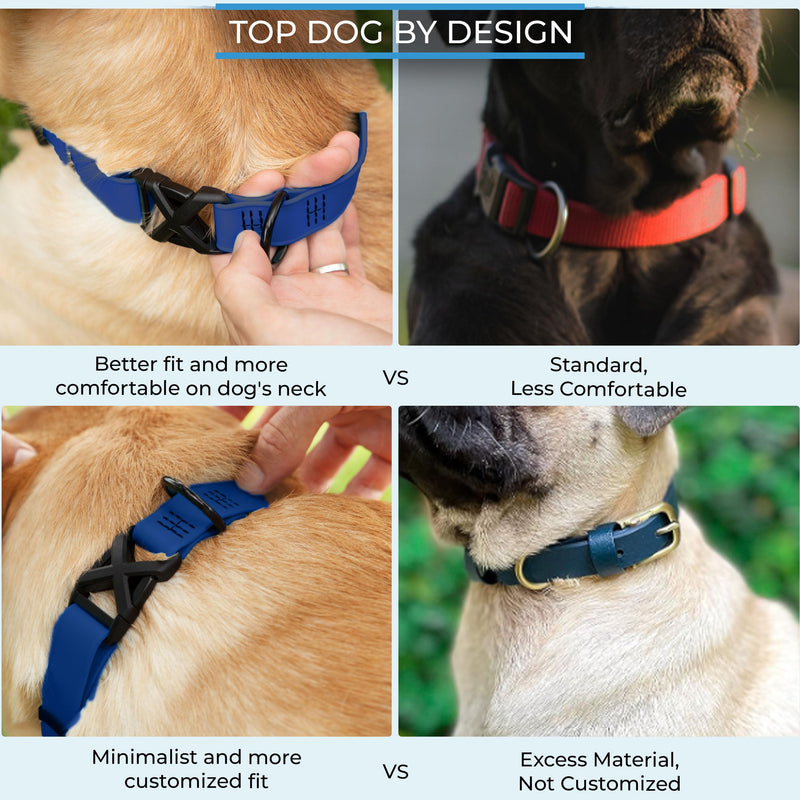 Light Duty Biothane Dog Collar - Cobalt Blue, Waterproof, Odor Proof, Lightweight, Made in The USA, Curved Quick Release Plastic Buckle, Large 19-22" Neck L19-22" x W1" - PawsPlanet Australia