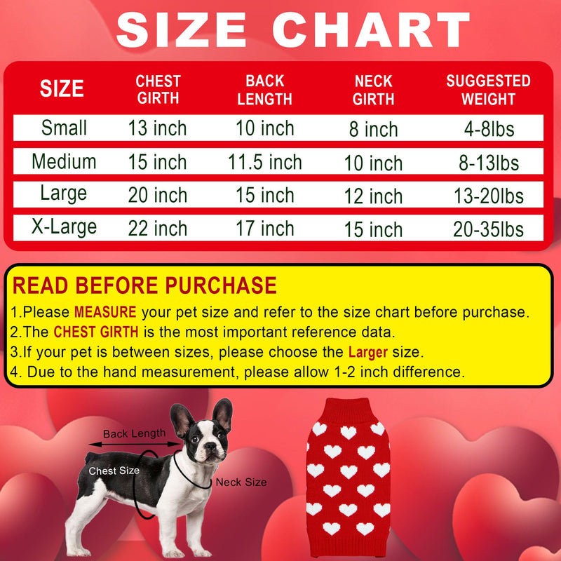 Valentine Dog Sweater, Valentines Day Dog Clothes Dog Valentines Outfit Knitted Dog Heart Sweater for Small Medium Large Dogs Pets (Red, Large) Red - PawsPlanet Australia