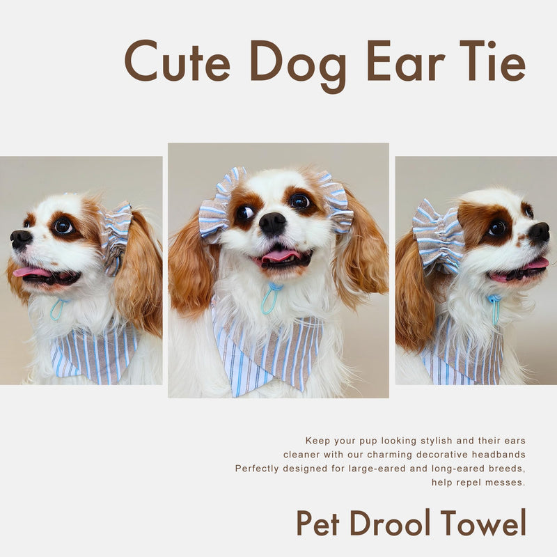 Soft Cotton Dog Headband for Cocker Spaniel, Cavalier, Springer - Adjustable Bow Pet Hair Accessory (Dog Bow Brown Stripes) - PawsPlanet Australia