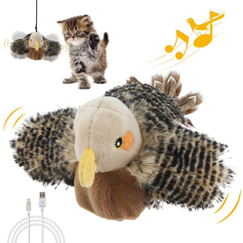 Gigwi Interactive Cat Toys for Indoor Cats, Rechargeable Motion Activated Cat Toy, Automatic Flapping and Chirping Cat Toy with Catnip, Beating Wings Hanging Cat Toy Moving Moving bird