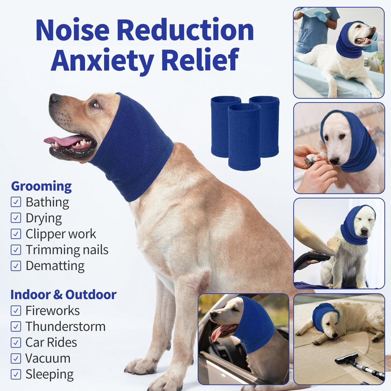Nanaki Dog Calming Hoodie Quiet Head Cover Sleeves - Ear Covers Hood for Noise Bath, The Grooming and Force Drying Head Protection for Anxiety Relief and Calming Dog Neck and Ear Warmer Small Blue - PawsPlanet Australia