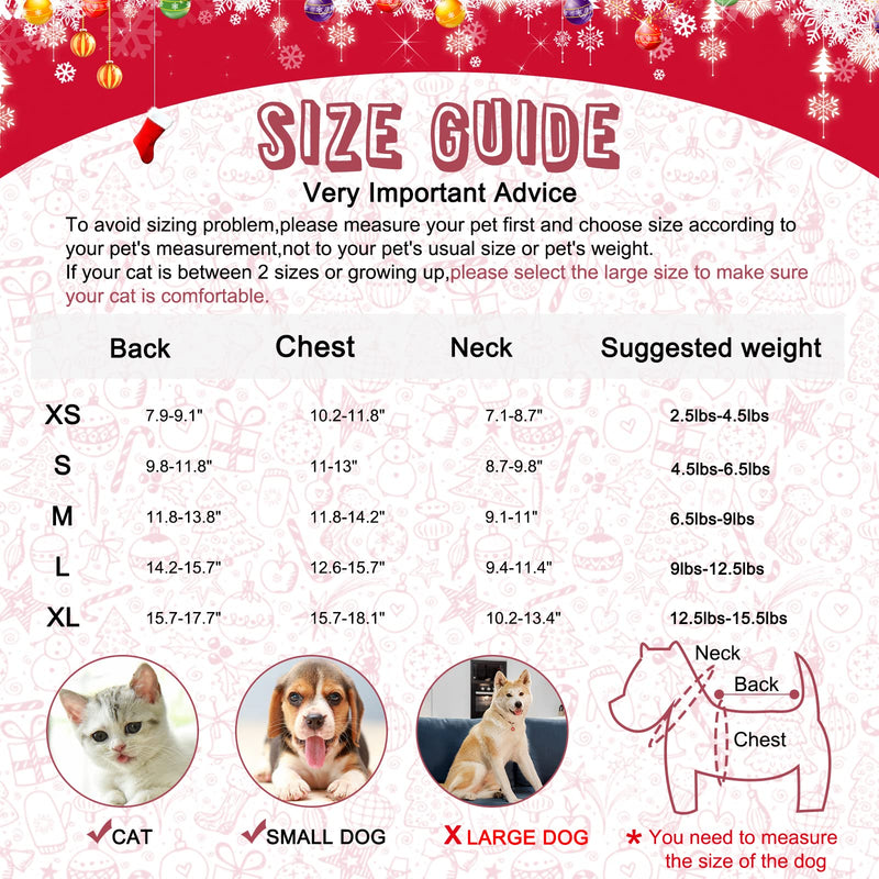 HYLYUN Cat Christmas Sweater 2 Packs - Puppy Christmas Sweater Pet Reindeer Snowflake Sweaters for Kittys and Small Dogs S Grey and Red (Pack of 2)