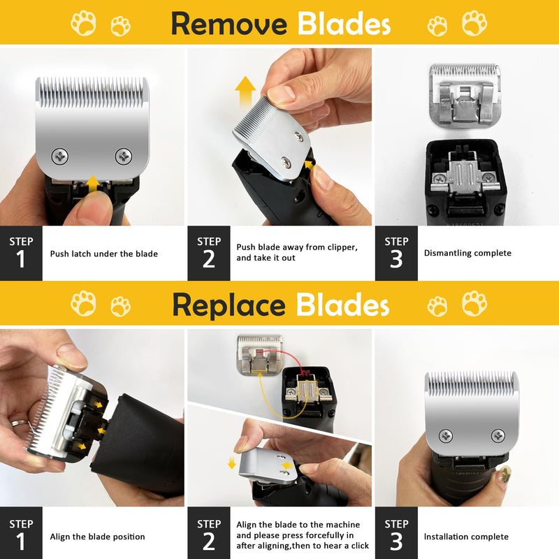 3FC Detachable Professional Dog Clipper Blades, 3 3/4FC Cutting Length 13mm 1/2” Dog Grooming Clippers Blade Compatible with Andis Oster Wahl Conair A5 Model Series, Sharp, Hardness