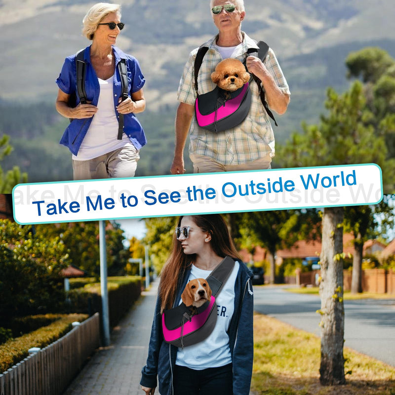 Pet Dog Sling Carrier, Breathable Mesh Adjustable Puppy Sling Carrier Hand Free for Small Dog Cat, M, Rose 13.0"L x 9.1"W x 2.0"H - PawsPlanet Australia