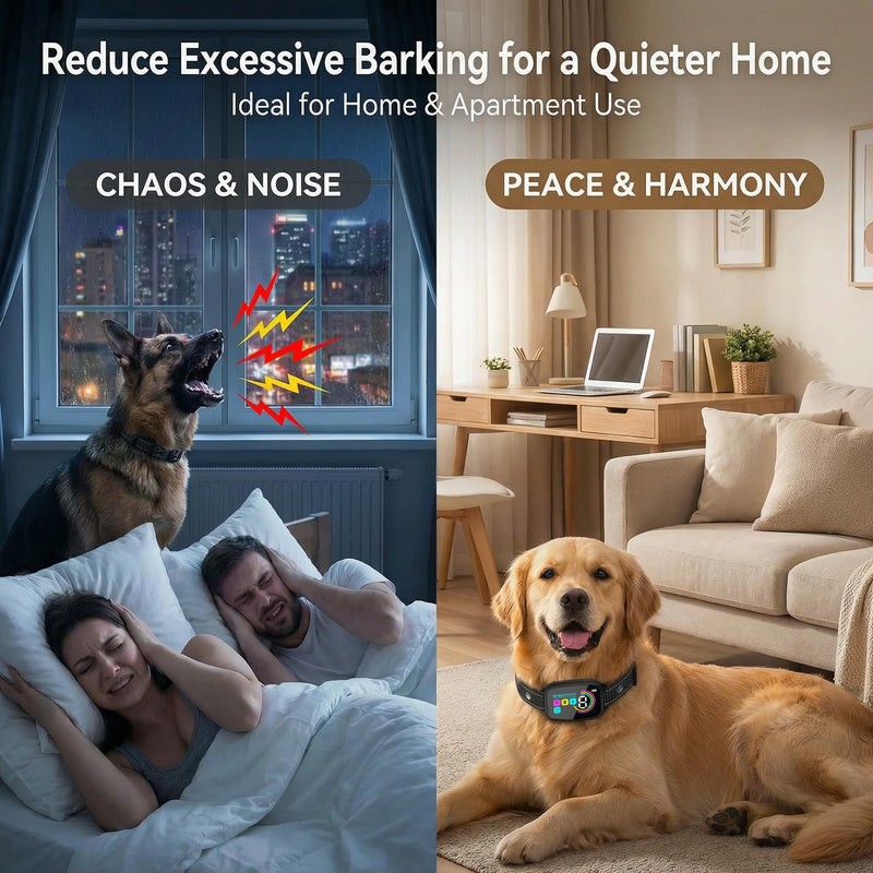 Automatic Bark Collar/No Remote Need, with Bark Detection to Reduce False Triggering, Suitable for Daily Household Use and Suitable for Dogs 10-120 lbs Rechargeable, IP67 Waterproof