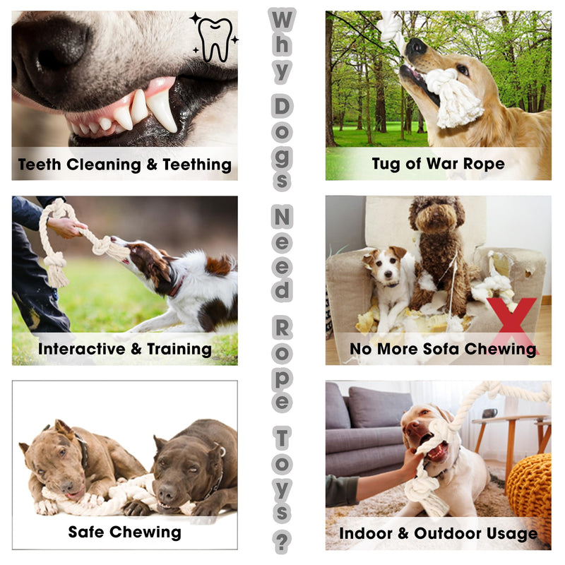 Natural White Cotton Tough Dog Rope Toy – Chew Toys. Non Toxic and Premium Rope Dog Toys. Interactive Dog Rope Toys for Medium Dogs Large Dogs, Dog Toy Rope, Dog Tug of War Toy, Teething Medium (23.60") - PawsPlanet Australia