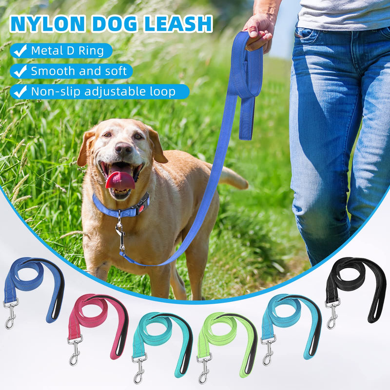 6 Sets Reflective Dog Leash and Collar Set, Nylon Leashes Adjustable Dog Collar Heavy Duty Padded Handle Leash for Small Medium Large Dogs Walking Training(Stylish Color) Stylish Color - PawsPlanet Australia