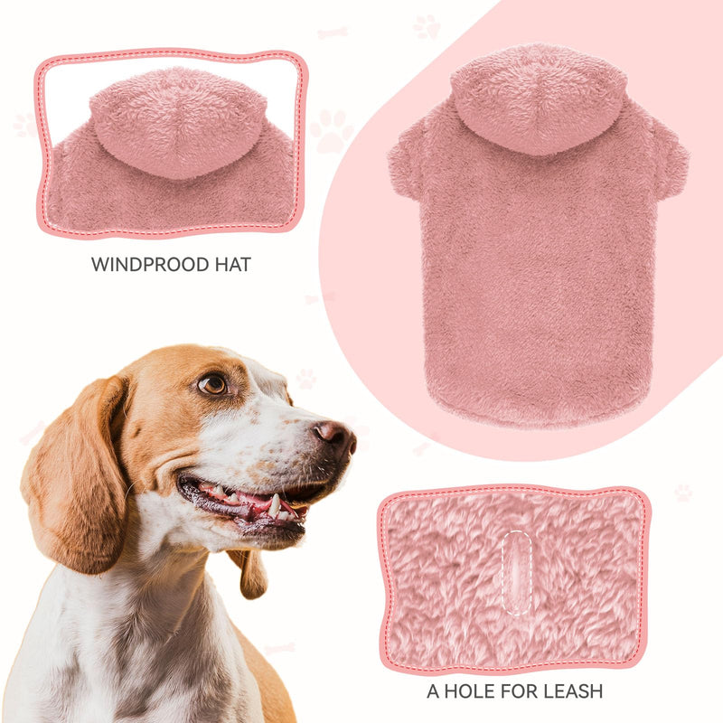 Fuzzy Dog Sweaters for Large Dogs Dog Hoodie Soft Double-Sided Plush Fleece Dog Sweater Dog Clothes Dog Coats Dog Hoodie Sherpa Hooded Sweatshirt(Pink-XL) X-Large Pink - PawsPlanet Australia