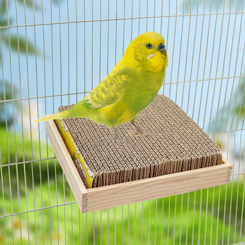 Bird Perch Stand Platform with Cardboard Toys, Parrot Chewing Toys, Parakeets Foraging Toys, Bird Paw Grinding Perch, Cage Accessry for Small Birds Parakeets Conure Cockatiels Lovebird - PawsPlanet Australia