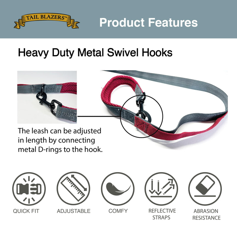 Retractable Dog Lead – Extendable Slip Lead for Small, Medium & Large Dogs, Hands-Free Anti Pull Leash with all harness Compatibility 1.5 to 2.5M Red.Grey One Size - PawsPlanet Australia