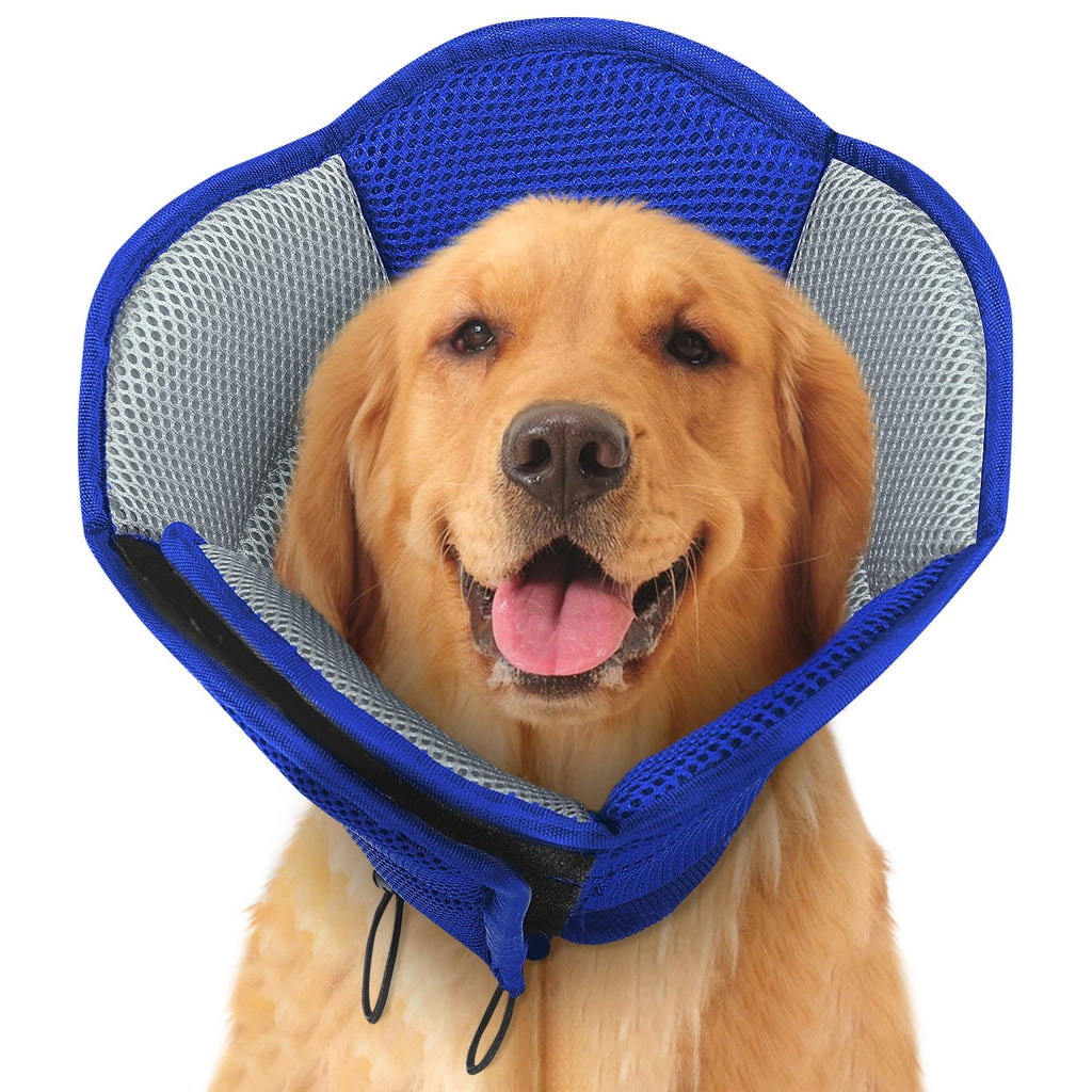 SUNFURA Dog Cone for Dogs After Surgery, Soft Dog Cones Coller for Large Medium Small Dogs, Adjustable Dog Recovery Collars to Stop Licking Protective Dog Cone Alternative for Wound Healing, Blue XL X-Large