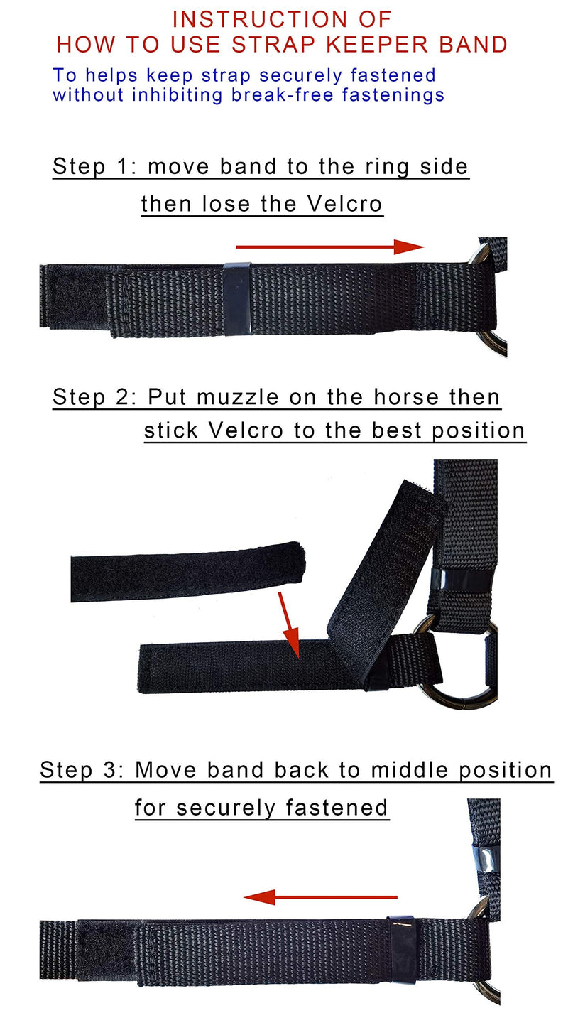 T TEKE Nano-Duro II Deluxe Horse Grazing Muzzle with Fleece Fur Lining, Full Adjustable Neoprene Cushion Halter Black