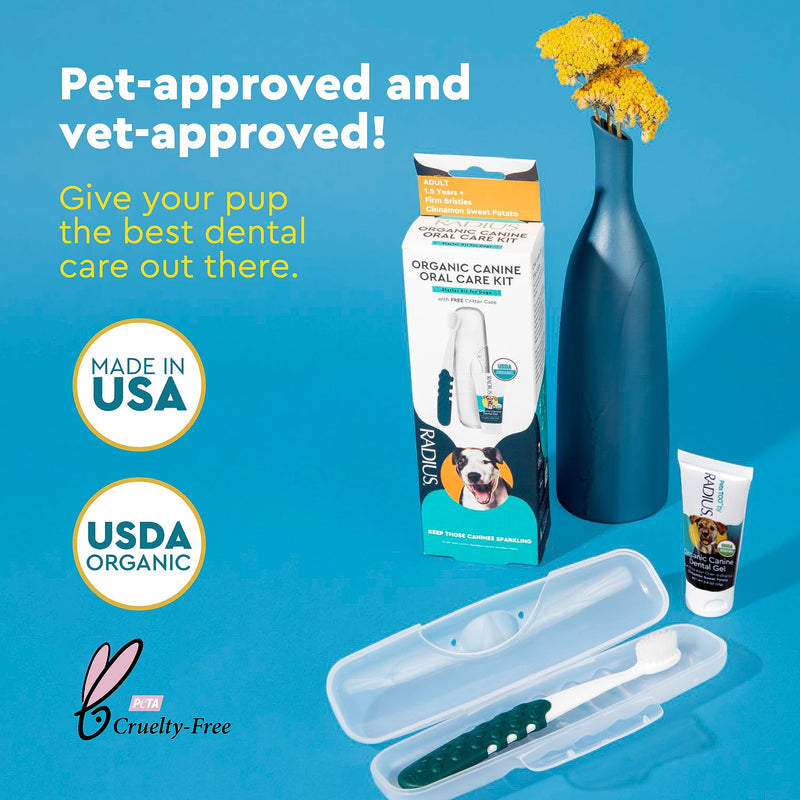 RADIUS USDA Organic Dental Solutions Puppy Kit 2 Units, Kit Includes 1 Dog Toothbrush & 1 0.8oz Toothpaste, Ultra Soft Bristle & Non Toxic Toothpaste for Dogs, Designed to Clean Teeth, Xylitol Free Puppy - Pack of 2 - PawsPlanet Australia