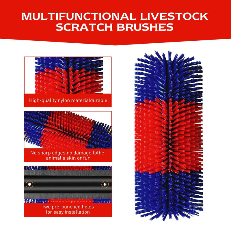 2Pcs Soft Livestock Scratching Brush, Goat Scratcher Brush Full Massage Grooming Brushes with 8 Screws for Cow, Cattle,Horse,Goat,Pig (Red, 1 Pack) Red - PawsPlanet Australia