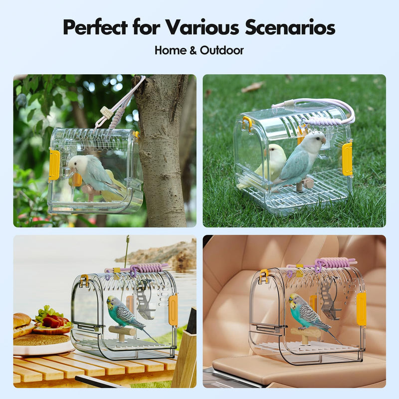 Small Bird Travel Carrier, Portable Bird Cage for Small Bird Parrot Parakeet with Shade Cover and Standing Perch, Lightweight Bird Carry Transport Cage for Vet Visit Shopping and Outdoor Adventure Yellow - PawsPlanet Australia
