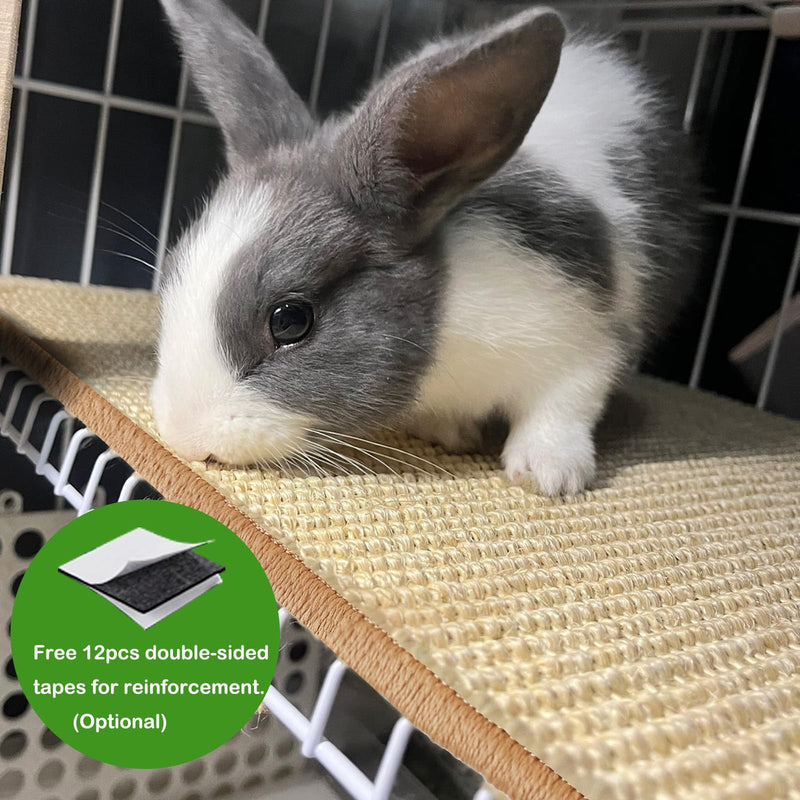 Rabbit Scratching Pad, 16 x 12 Inch Natural Sisal Bunny Scratch Mat Scratcher Mats Claws and Teeth Care for Biting Sleeping Nesting Small Animal Bedding Bed Play Toy (Beige+Brown, 2Pcs) Beige+Brown 2pcs 15.7 x 11.8 in - PawsPlanet Australia