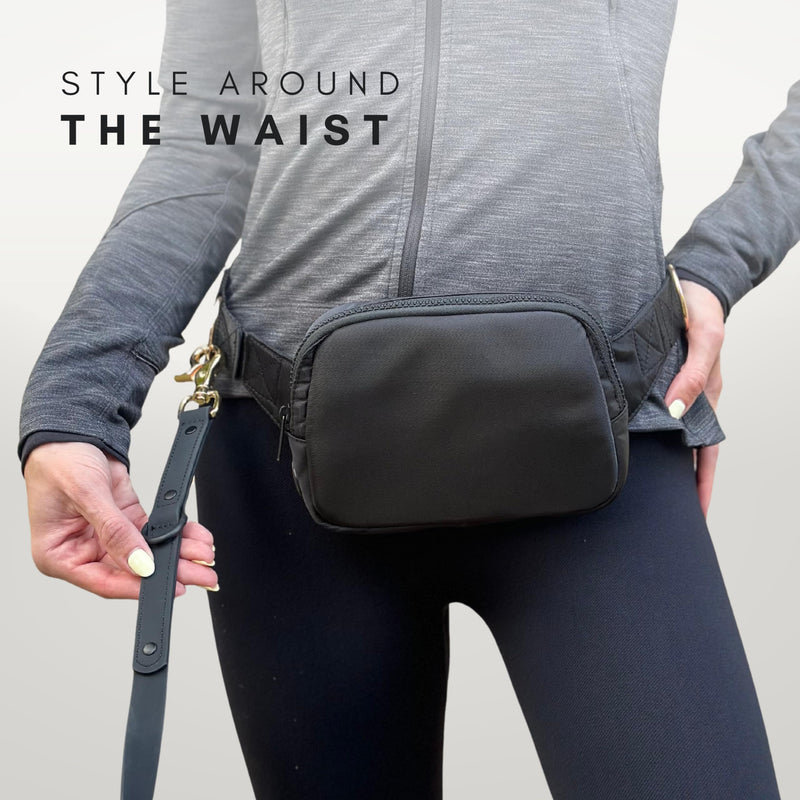 Hands Free Leash and Belt Bag | Black Belt Bag + Leash - PawsPlanet Australia