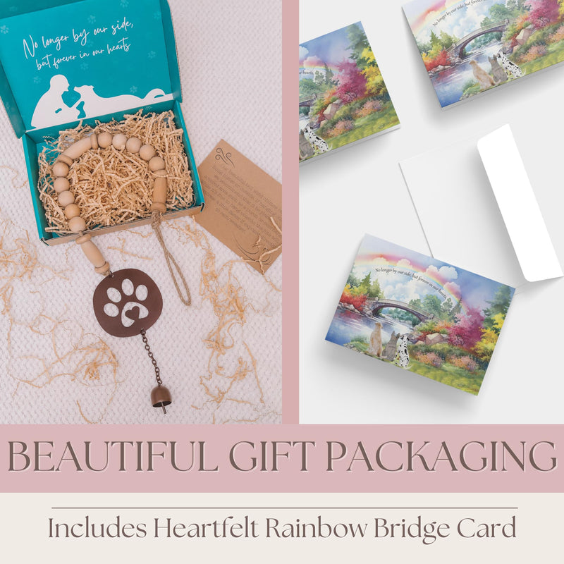 Pet Memorial Wind Chime - Dog Memorial Gifts for Loss of Dog - Dog Bereavement Gifts – Pet Remembrance Gift in Memory of Dog or Cat - Paw Print Windchime with Rainbow Bridge Card - PawsPlanet Australia