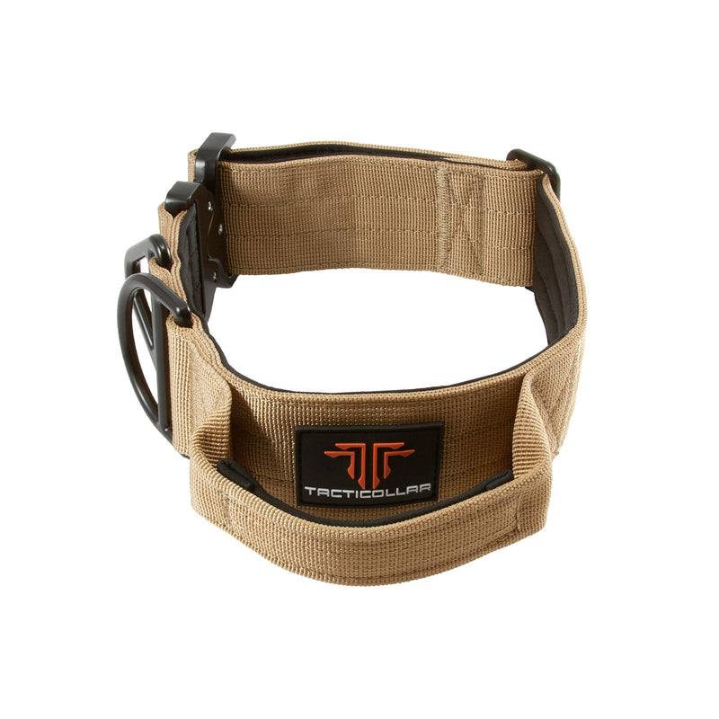 Tacticollar - 2 inch Tactical Dog Collar with Handle for Medium and Large Dogs, Mil Spec Nylon Collar, Quick-Release Metal Buckle, Neoprene Padded Inside (Medium, Coyote Brown)