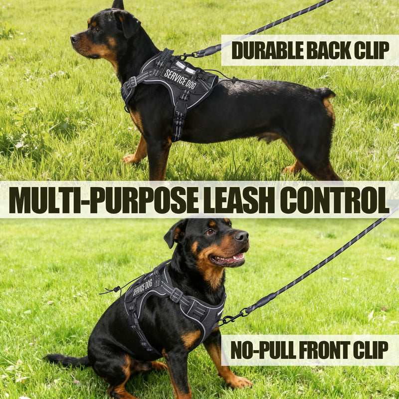 Service Dog Tactical Vest Harness and Leash Set Medium Sized Dog Emotional Support- Tactical Dog Harness Training Collar with Name (Black, L) Black - PawsPlanet Australia