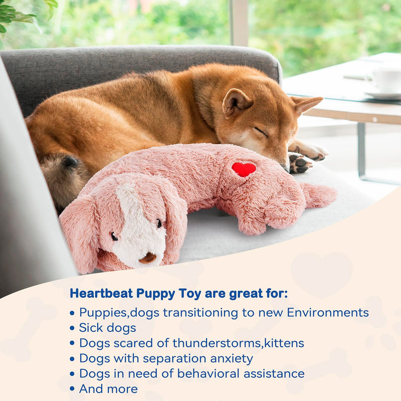 Heartbeat Toy Puppy Heartbeat Stuffed Toy for Dog Calming Aid, Heartbeat Puppy Toy for Pets Anxiety Relief, Dog Comfort Toy for Behavioral Aid Crate Training, Puppy Essential Pink - PawsPlanet Australia