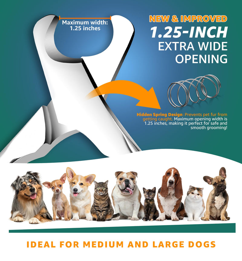 Pet Nail Clippers for Large Dogs, Wide-Opening Dog Nail Trimmer with All-Steel Material Sharp Durable Blades Built-in Spring, Professional Grooming Tool with Free Nail File for All Dogs & Cats - PawsPlanet Australia