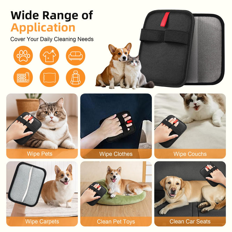Pet Hair Removal Gloves, 4 Pack Reusable Washable Electrostatic Grooming Mitts for Cats & Dogs, Pet Fur & Lint Remover for Furniture, Carpet & Car Seat - PawsPlanet Australia