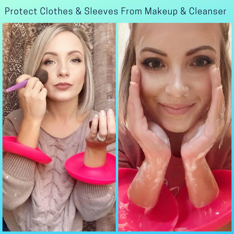 BaR-K Patented Drip Catcher Cuffs - Stops Soap & Water from Running Down Arms While Washing Face, Stay Dry and Clean - Face Wash Wristbands for Spa, Pink Set of 2 2 Cuffs - PawsPlanet Australia