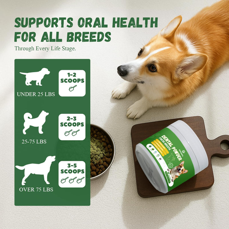 Dog Dental Powder, 200g Dental Powder for Dogs Teeth Cleaning and Breath Fresh, Dog Teeth Cleaning Powder with Natural Plants Ingredients and Postbiotics - PawsPlanet Australia