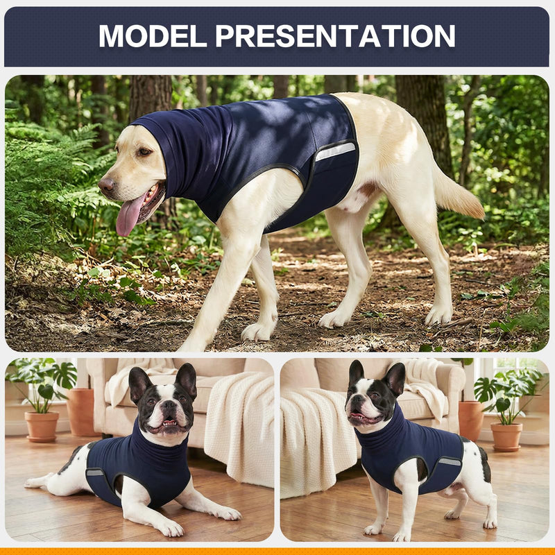 Dog Anxiety Vest,Pet Calming Hoodie Breathable Dog Anti-Anxiety Jacket for Thunder Fireworks and Separation,Blue L Blue Large