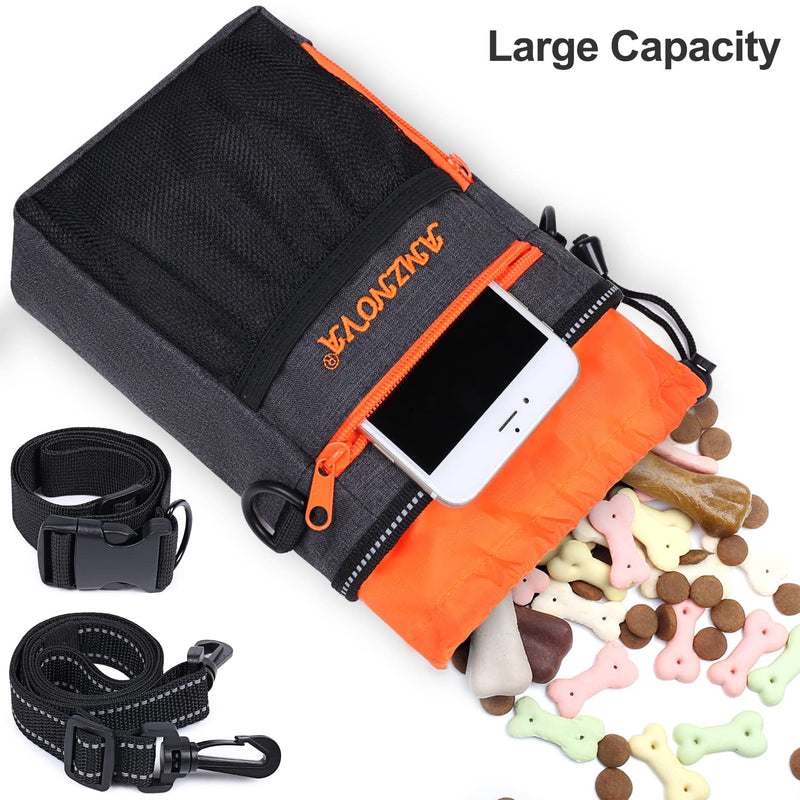 AMZNOVA Dog Treat Bag Treatkit Dog Treat Pouch, Waist Clip On Crossbody Fanny Pack for Pet, Training Pouch with Shoulder Strap & Waist Belt for Walking & Training, 6Cups, Heather Black Large Capacity - PawsPlanet Australia