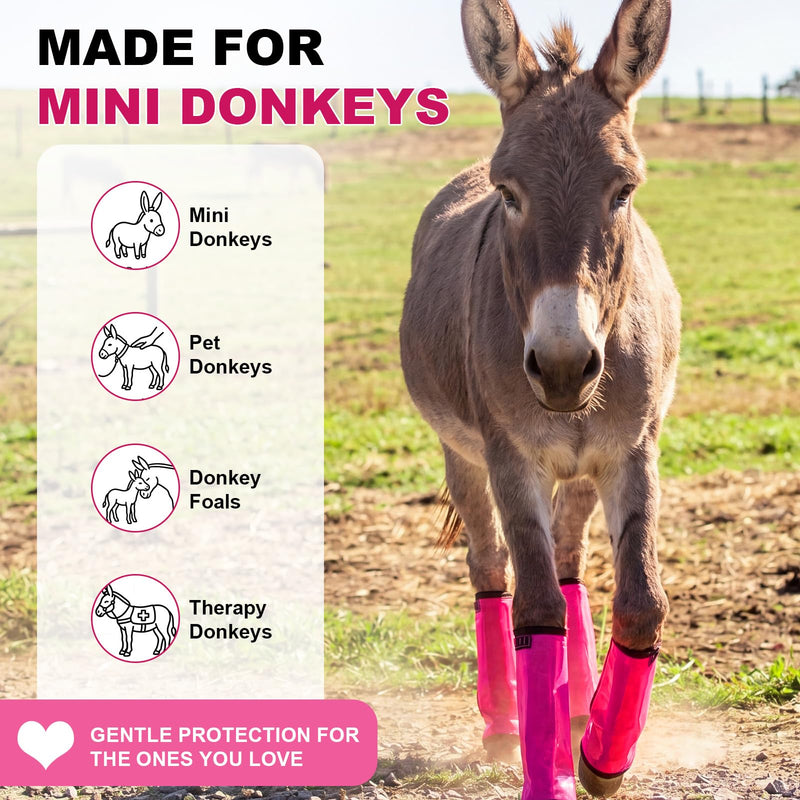 Donkey Fly Boots Set of 4, UV-Proof Breathable Mesh Leg Wraps with Built-in Nylon Support, Non-Slip Adjustable Closures, Summer Protection for Farm Donkeys, Pony, Mule